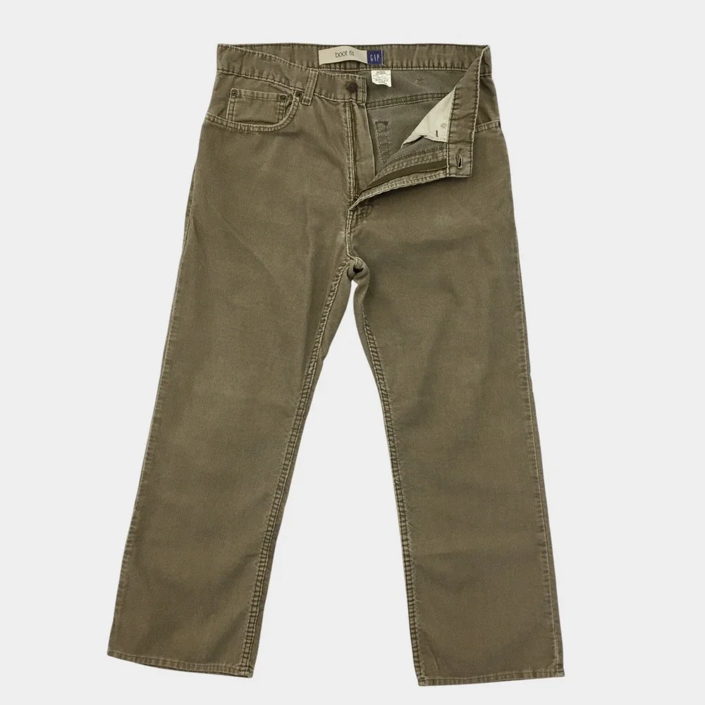 VINTAGE Gap Mens Y2K Boot Fit Corduroy Pants Khaki Brown 35x30 Fits 34 Waist